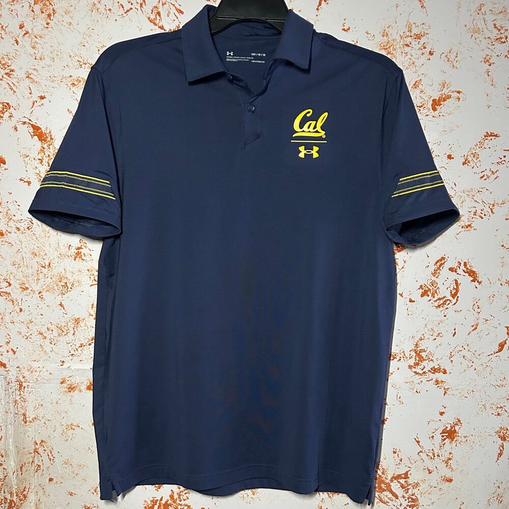 Under Armour Cal Golden Bears Polo Men's M Navy Gold HeatGear NCAA Berkeley Golf